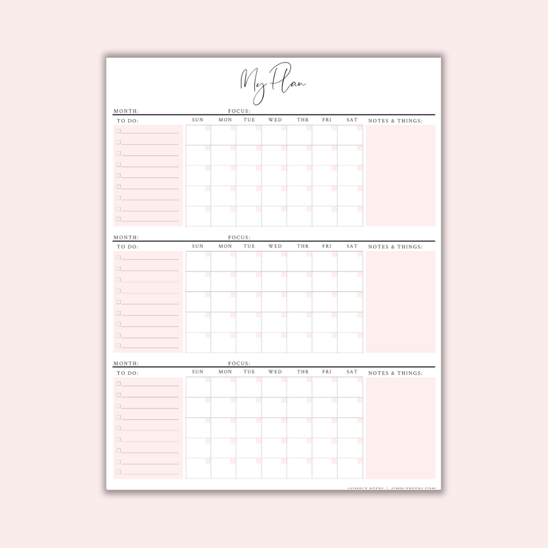 3 Month Calendar Printable Shop Simply Reeni 3 Month Calendar Printable Shop Simply Reeni
