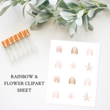 Printable Essential Oil Label Bundle Rainbow and Flower
