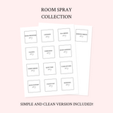 Printable Essential Oil Label Bundle Room Spray Simple