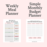 Digital Planner Starter Bundle Weekly Meal and Monthly Budget Planners